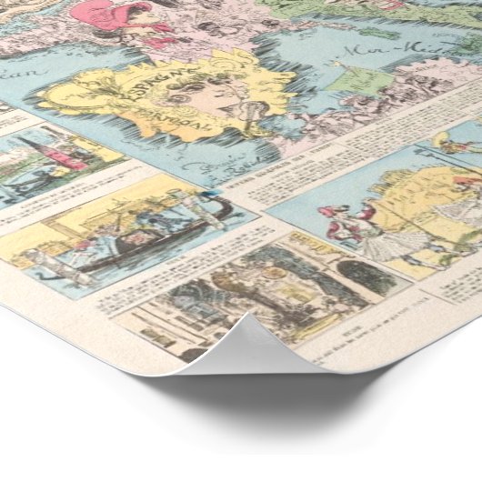 Nouvelle carte d'Europe, Albert Robida Poster (Hoek)