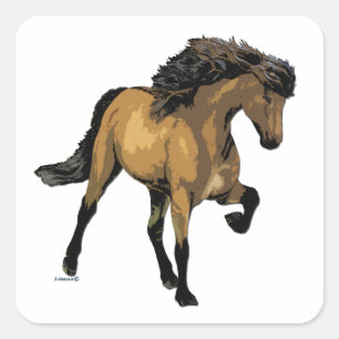 Nouvelle Vogue Buckskin Gaited Paard Vierkante Sticker