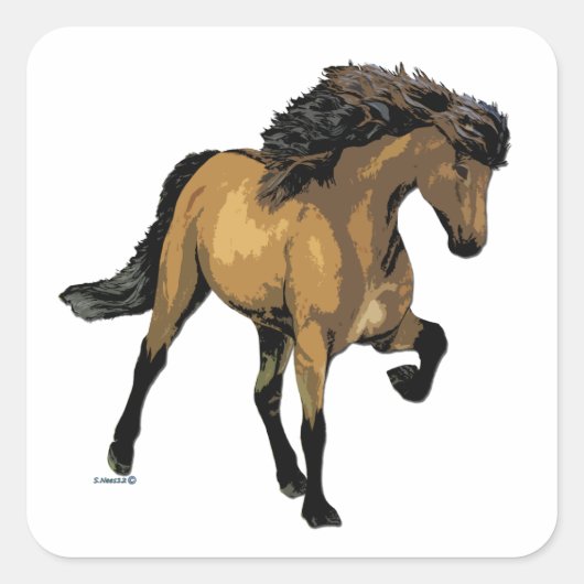 Nouvelle Vogue Buckskin Gaited Paard Vierkante Sticker (Voorkant)