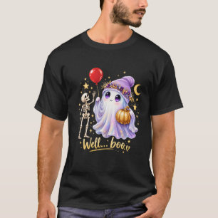 Nouw Boo Schattig Geest Skelet Halloween T-Shirt