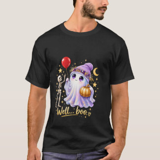Nouw Boo Schattig Geest Skelet Halloween T-Shirt