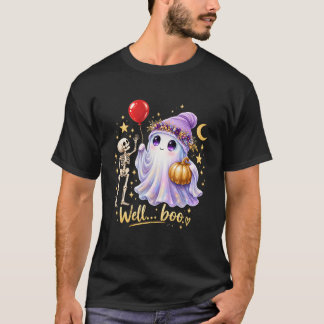 Nouw Boo Schattig Geest Skelet Halloween T-Shirt