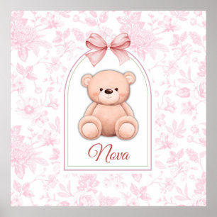 Nova   Aangepaste Roze Teddybeer Nursery Design Poster