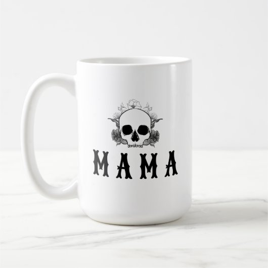 NOVA Black Floral Skull Halloween Mama Koffiemok (Links)