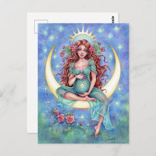 Nova Briefkaart Nieuwe Baby Moon Moeder (Voorkant / Achterkant)