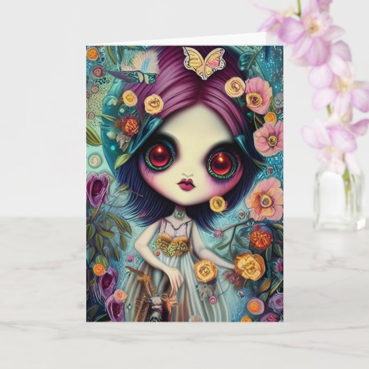 Nova chaser of butterflies-illustratie kaart (Orchidee)