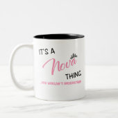 Nova denkt dat je naam niet begrijpt tweekleurige koffiemok (Links)