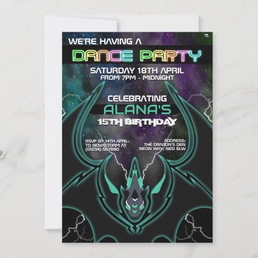 Nova Dragon Glow Feest Uitnodigingen (Voorkant)