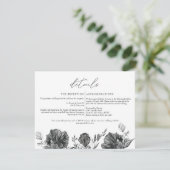 NOVA Elegant Gothic Black Floral Wedding Details Kaart (Staand voorkant)