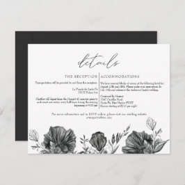 NOVA Elegant Gothic Black Floral Wedding Details Kaart
