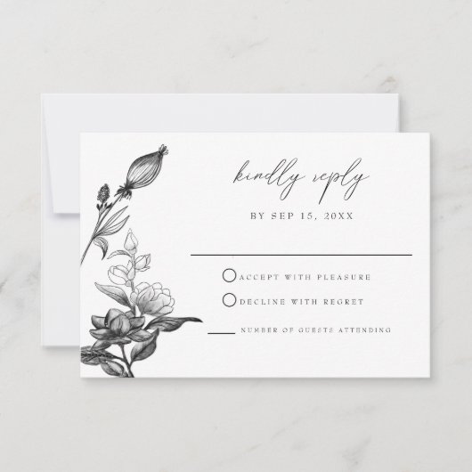 NOVA Elegant Gothic Halloween Floral RSVP-kaart Kaart (Voorkant)