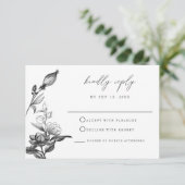 NOVA Elegant Gothic Halloween Floral RSVP-kaart Kaart (Staand voorkant)