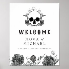 NOVA Gothic Floral Skull Til Death Weduwen Welkom Poster