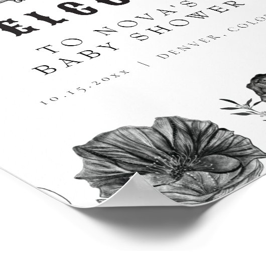 NOVA Gothic Skull Little Boo Baby shower Welcome Poster (Hoek)