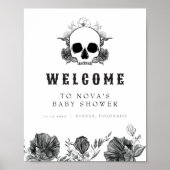 NOVA Gothic Skull Little Boo Baby shower Welcome Poster (Voorkant)
