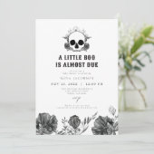 NOVA Gothic Skull Little Boo Halloween Baby shower Kaart (Staand voorkant)