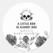 NOVA Gothic Skull Little Boo Halloween Baby shower Ronde Sticker (Voorkant)