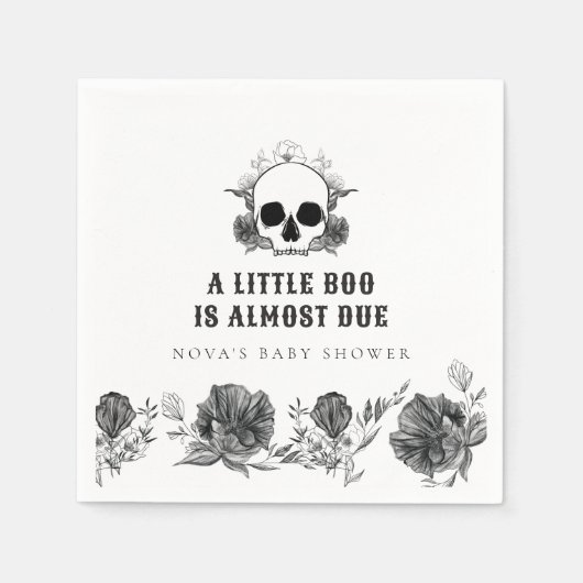 NOVA Gothic Skull Little Boo Halloween Baby shower Servet (Voorkant)