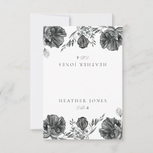 NOVA  Gothic Zwart Bloemen Plaats Kaart (Voorkant)