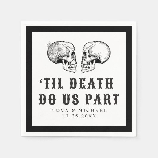 NOVA Gotische Bloemen Schedel Tot Dood Bruiloft Servet (Voorkant)