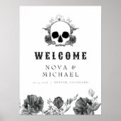 NOVA Gotische bloemenskelet Tot de dood Huwelijks Poster (Voorkant)