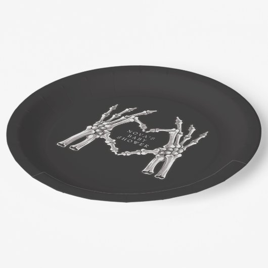 NOVA Halloween Skelet Hart Handen Baby shower Papieren Bordje (Gekanteld)