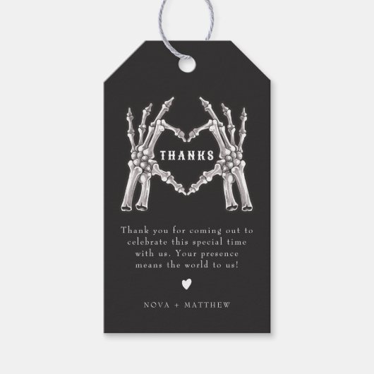 NOVA Halloween Skeleton Heart Hands Dank je wel Cadeaulabel (Voorkant)