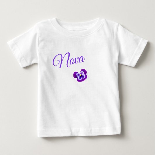 Nova, meisjesnaam met een  Paarse Pansy, (Voorkant)