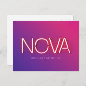 Nova-naam in neonverlichting briefkaart (Voorkant / Achterkant)