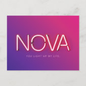 Nova-naam in neonverlichting briefkaart (Voorkant)