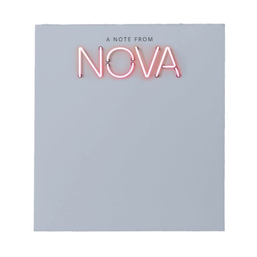 Nova-naam in neonverlichting notitieblok (Voorkant)