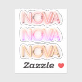 Nova-naam in neonverlichting x3 sticker (Vel)