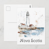 Nova Scotia Canada Lighthouse Waterverf Reizen Briefkaart (Voorkant / Achterkant)