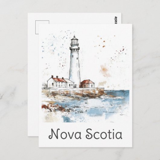 Nova Scotia Canada Lighthouse Waterverf Reizen Briefkaart (Voorkant / Achterkant)