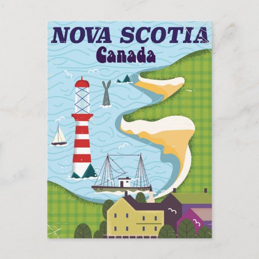 Nova Scotia Canada Oude Reisposter Briefkaart (Voorkant)