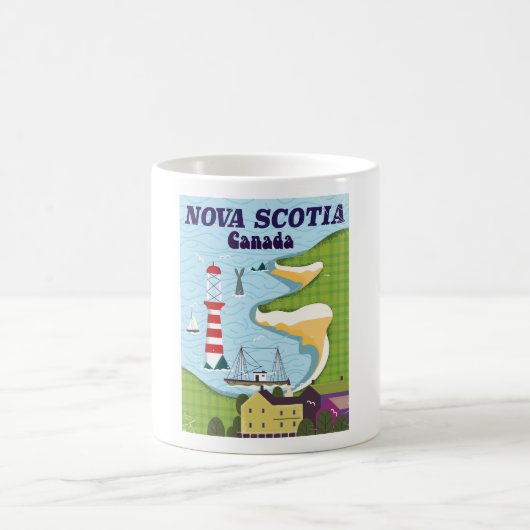 Nova Scotia Canada Oude Reisposter Koffiemok (Center)