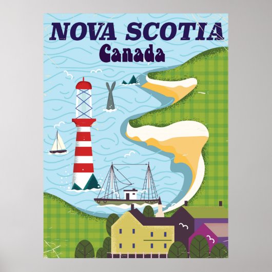 Nova Scotia Canada Oude Reisposter Poster (Voorkant)