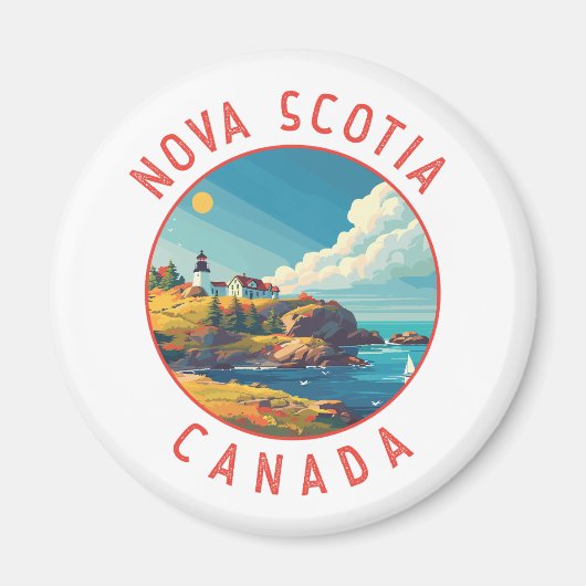 Nova Scotia Canada Retro Noodcirkel Magneet (Voorkant)