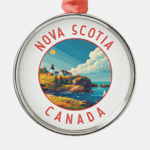 Nova Scotia Canada Retro Noodcirkel Metalen Ornament