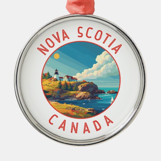 Nova Scotia Canada Retro Noodcirkel Metalen Ornament (Voorkant)