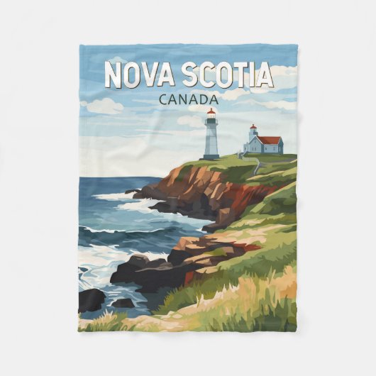 Nova Scotia Canada Travel Art Vintage Fleece Deken (Voorkant)