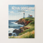Nova Scotia Canada Travel Art Vintage Legpuzzel<br><div class="desc">Nova Scotia retro vector reisontwerp. Nova Scotia is bijna volledig omgeven door water en is de thuisbasis van meer dan 13.000 km kustlijn,  duizenden meren,  weelderige valleien,  vier UNESCO Werelderfgoedlocaties,  's werelds hoogste getijden en walvissen!</div>