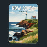 Nova Scotia Canada Travel Art Vintage Magneet<br><div class="desc">Nova Scotia retro vector reisontwerp. Nova Scotia is bijna volledig omgeven door water en is de thuisbasis van meer dan 13.000 km kustlijn,  duizenden meren,  weelderige valleien,  vier UNESCO Werelderfgoedlocaties,  's werelds hoogste getijden en walvissen!</div>
