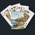 Nova Scotia Canada Travel Art Vintage Pokerkaarten<br><div class="desc">Nova Scotia retro vector reisontwerp. Nova Scotia is bijna volledig omgeven door water en is de thuisbasis van meer dan 13.000 km kustlijn,  duizenden meren,  weelderige valleien,  vier UNESCO Werelderfgoedlocaties,  's werelds hoogste getijden en walvissen!</div>