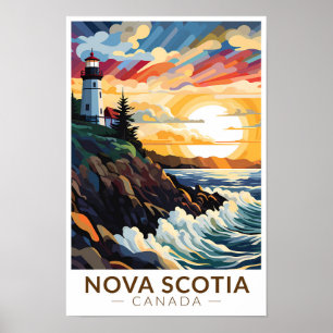Nova Scotia Canada Vuurtoren Reis Kunst Vintage Poster