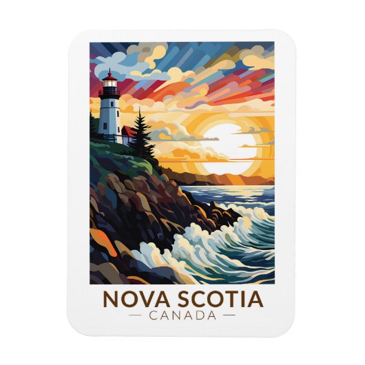 Nova Scotia Canada Vuurtoren Reizen Kunst Vintage Magneet (Verticaal)