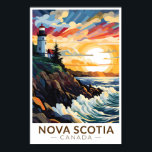 Nova Scotia Canada Vuurtoren Reizen Kunst Vintage Poster<br><div class="desc">Nova Scotia retro vector reisontwerp. Nova Scotia is bijna volledig omgeven door water en is de thuisbasis van meer dan 13.000 km kustlijn,  duizenden meren,  weelderige valleien,  vier UNESCO Werelderfgoedlocaties,  's werelds hoogste getijden en walvissen!</div>