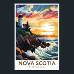 Nova Scotia Canada Vuurtoren Reizen Kunst Vintage Poster<br><div class="desc">Nova Scotia retro vector reisontwerp. Nova Scotia is bijna volledig omgeven door water en is de thuisbasis van meer dan 13.000 km kustlijn,  duizenden meren,  weelderige valleien,  vier UNESCO Werelderfgoedlocaties,  's werelds hoogste getijden en walvissen!</div>