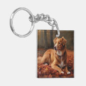 Nova Scotia Duck Terrier In Herfstbladeren Val Sleutelhanger (Voorkant Links)