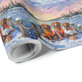 Nova Scotia Duck Toller Christmas Frozen Lake Cadeaupapier (Rol Hoek)